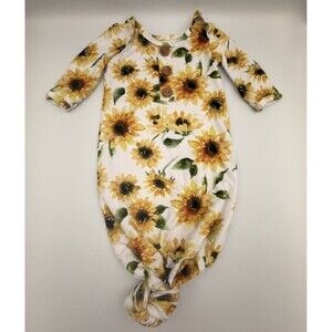 Caden Lane Baby 0-3M Sunflower Floral Knotted Gown Newborn Sleeper Fall